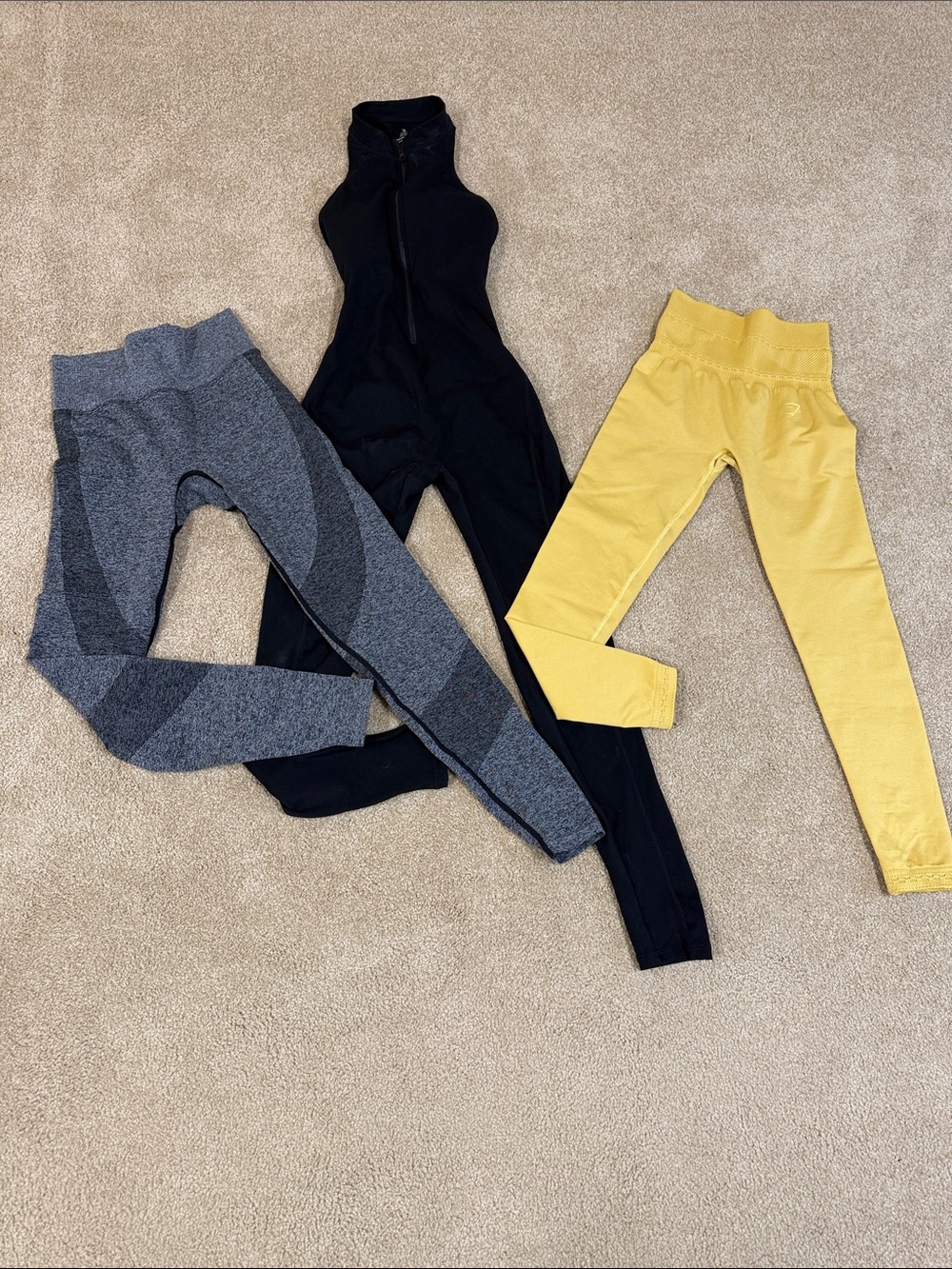 3-Piece Activewear Set - Black, Gray, Yellow